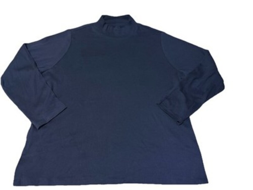 Croft & Barrow Women's 1X Black Mock Neck Long Sleeve 100% Cotton Top Tee